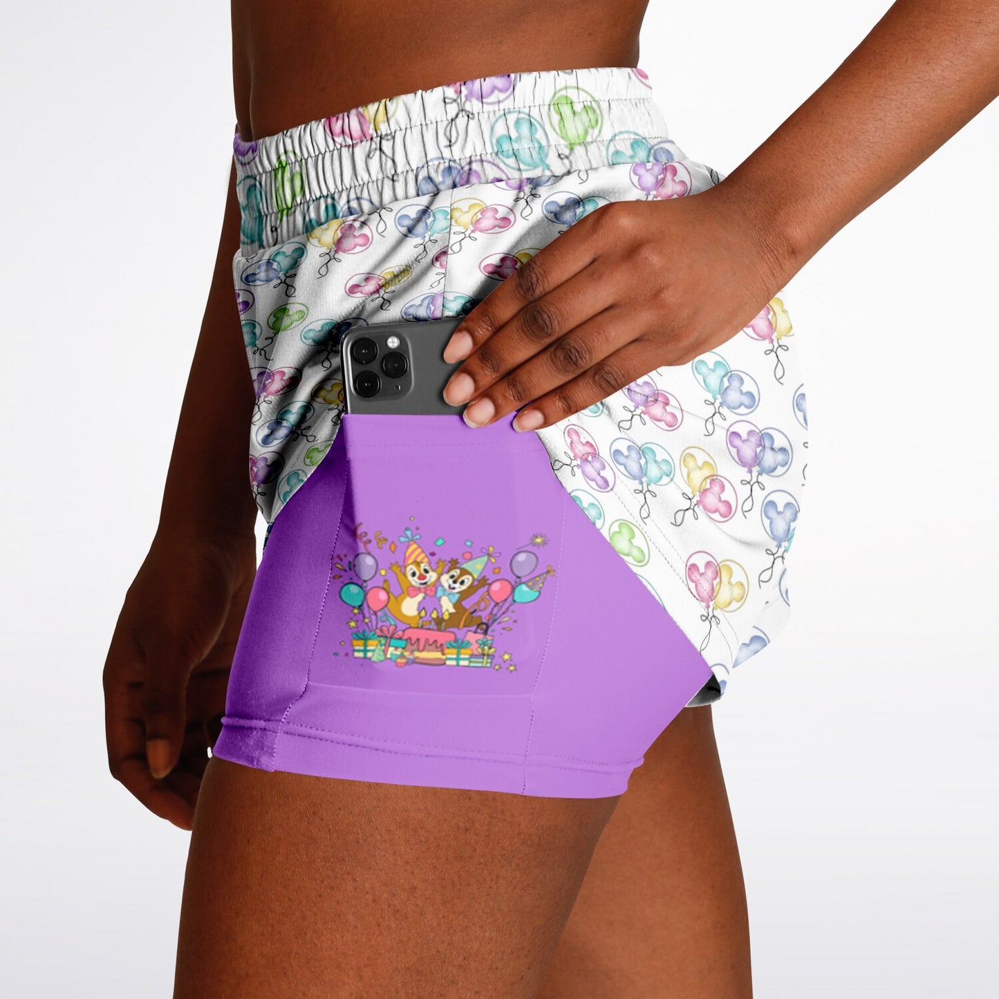 Birthday Balloons Double Layer Pocket Shorts