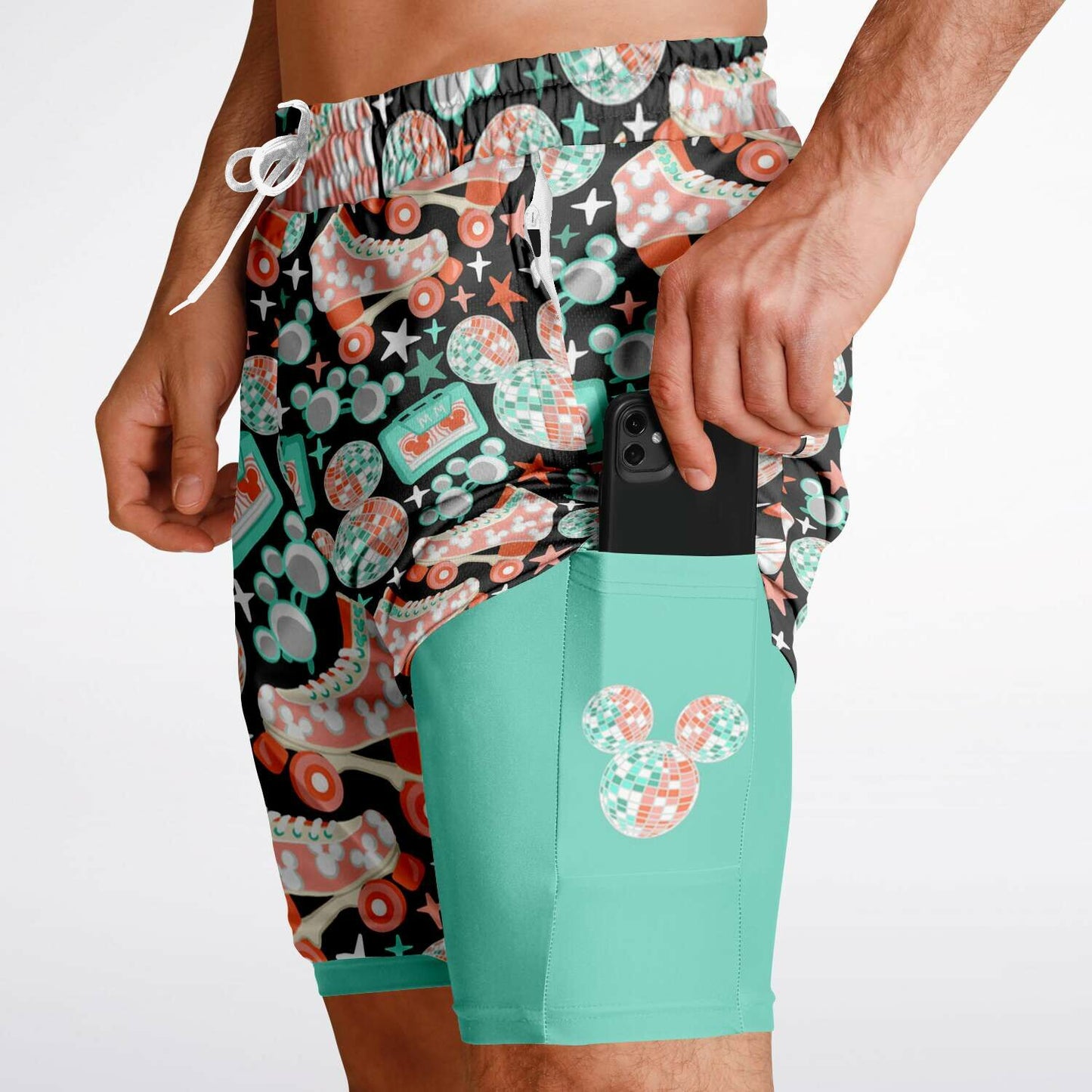 Disco Collection Dark Men's Double Layer Pocket Shorts