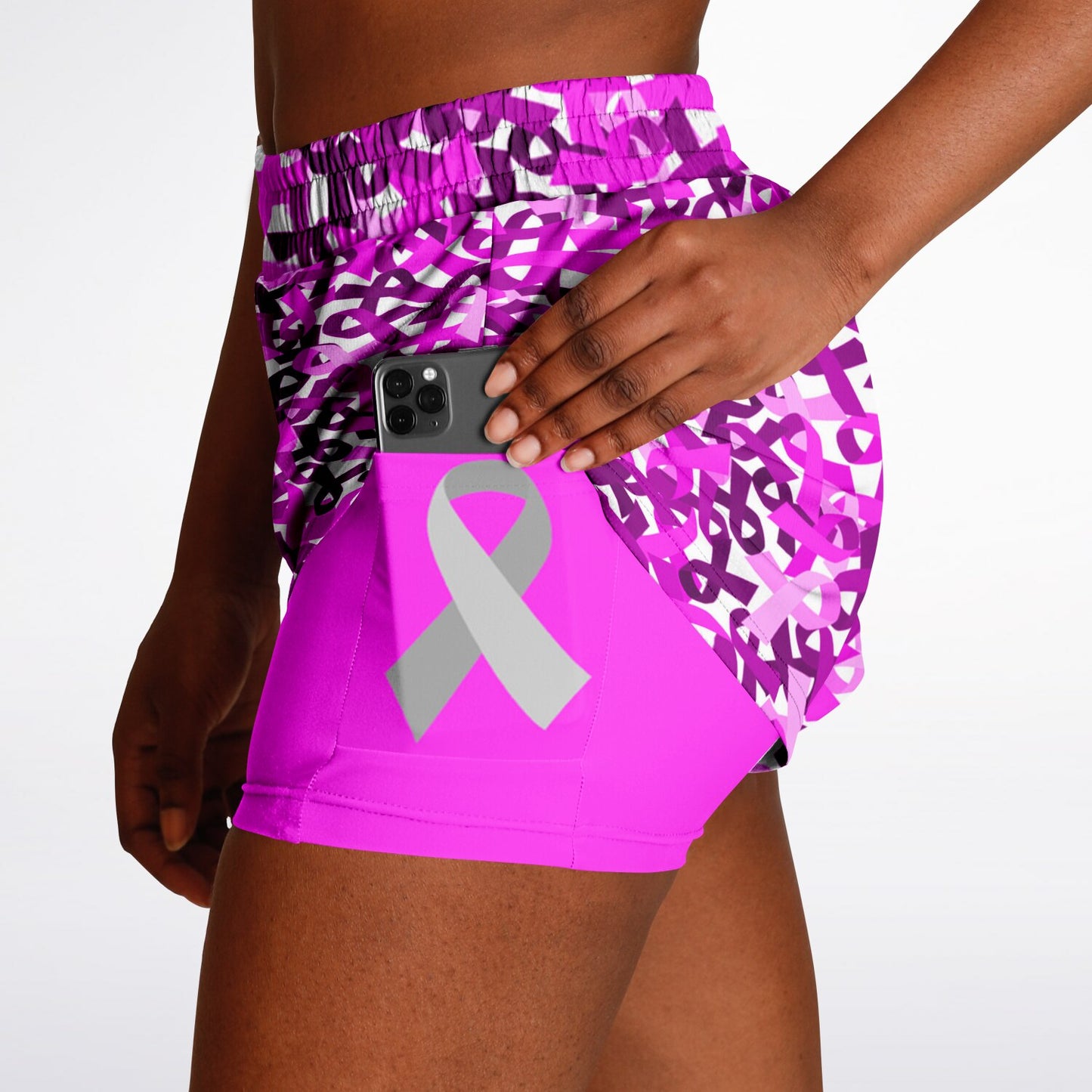 Pink Ribbon Double Layer Pocket Shorts