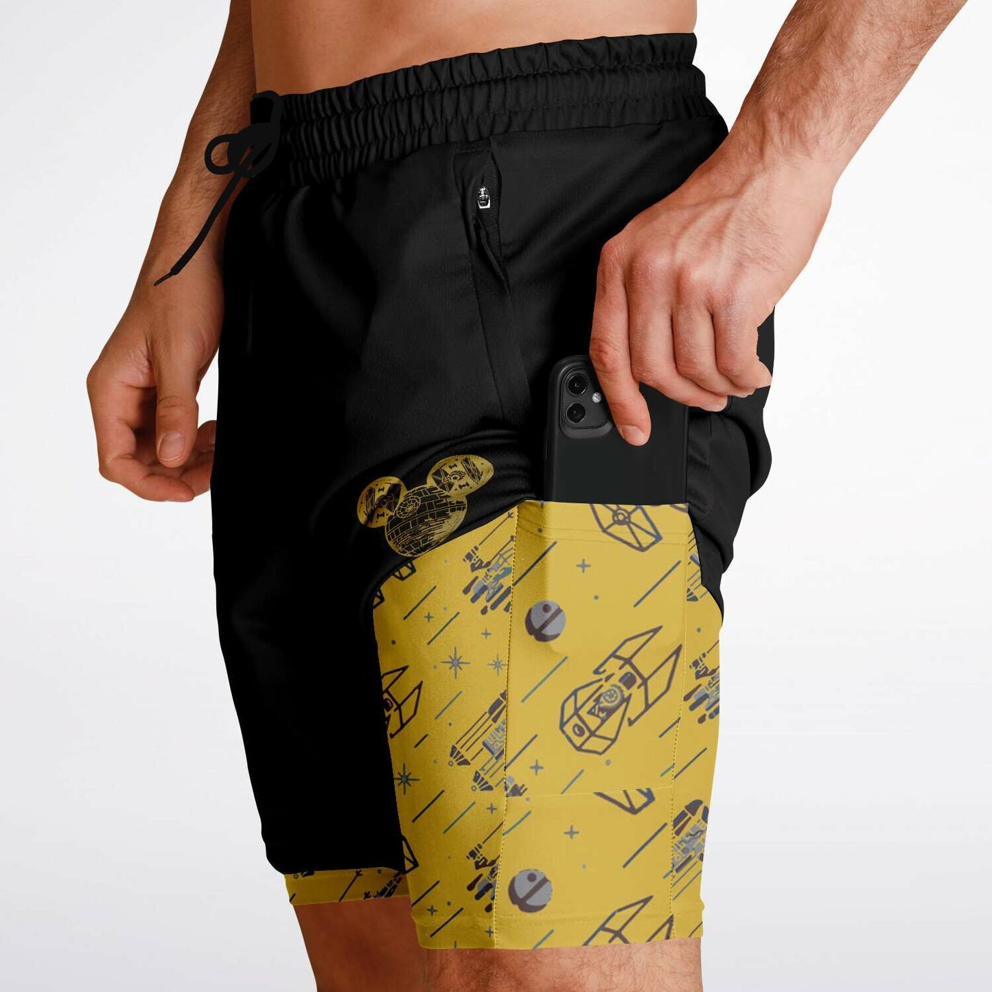 Men's Star Ship Double Layer Pocket Shorts - Gold
