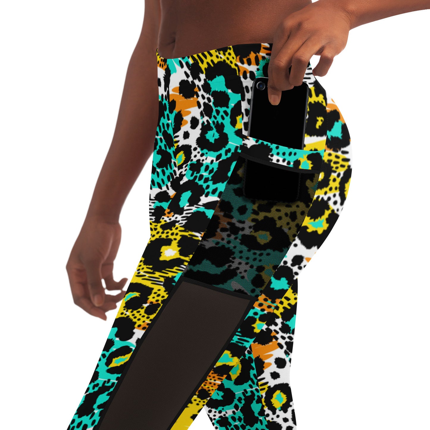 Leopard Print Mesh Pocket Leggings