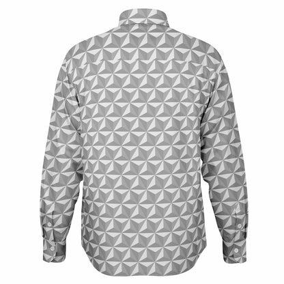 Spaceship Earth Long Sleeve Button Down Shirt - Grey