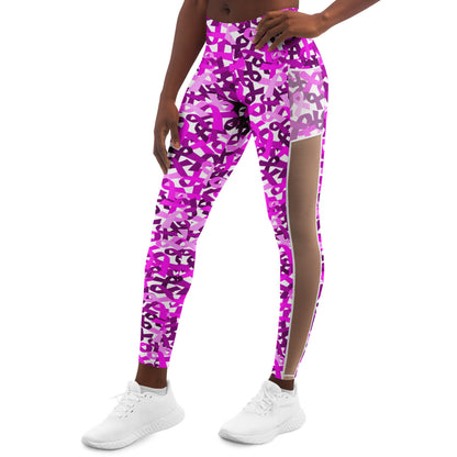 Pink Ribbon Mesh Pocket Legging