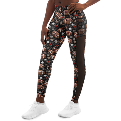 Football Season Mesh Pocket Leggings