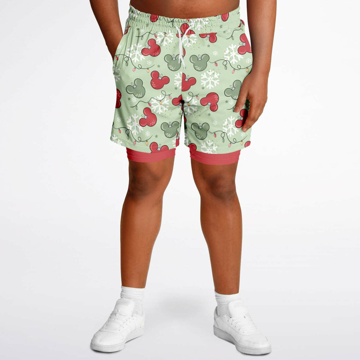 Christmas Lights Men's Double Layer Pocket Shorts
