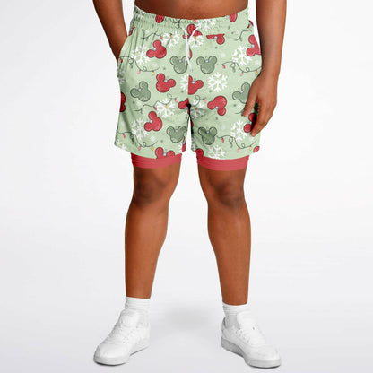 Christmas Lights Men's Double Layer Pocket Shorts