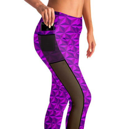 Pink Spaceship Earth Mesh Pocket Legging