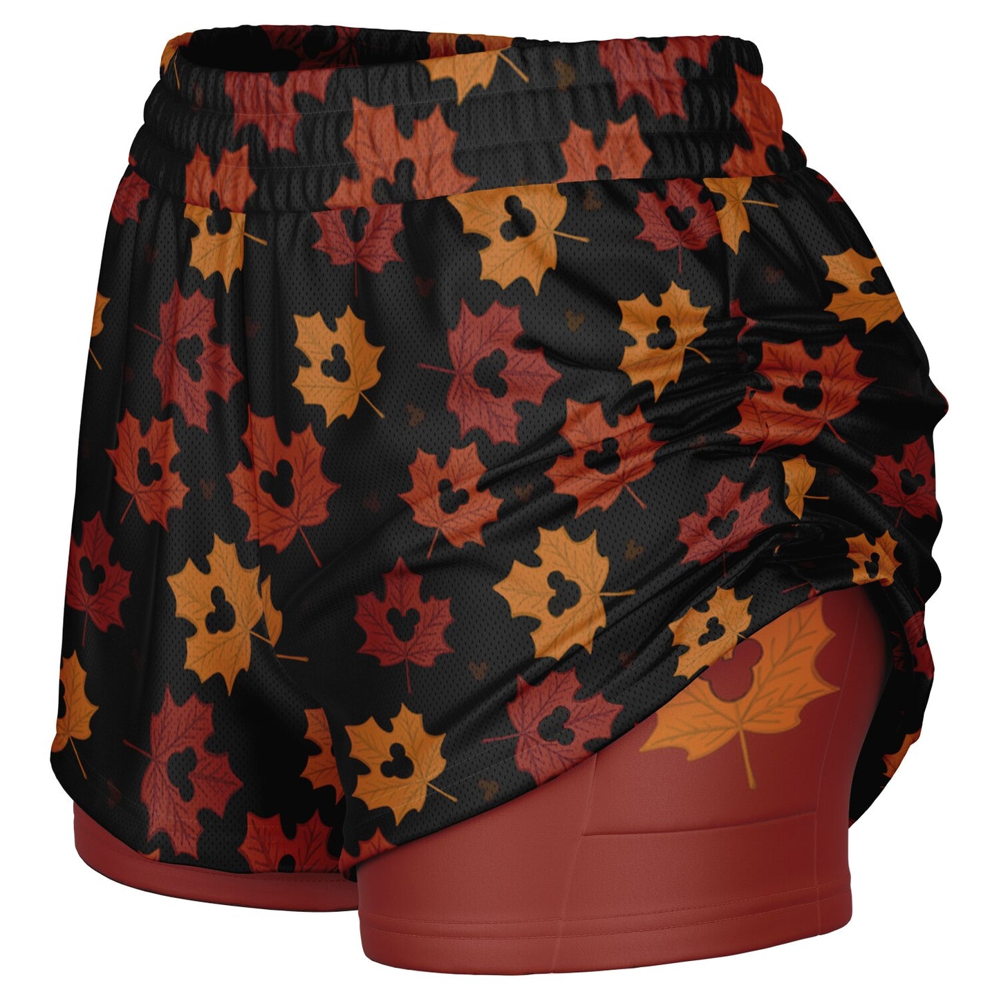Leaf Collection Double Layer Pocket Shorts - Dark