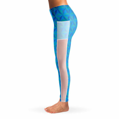 Blue Spaceship Earth Mesh Pocket Legging