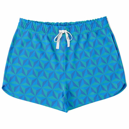 Blue Spaceship Earth Athletic Loose Shorts