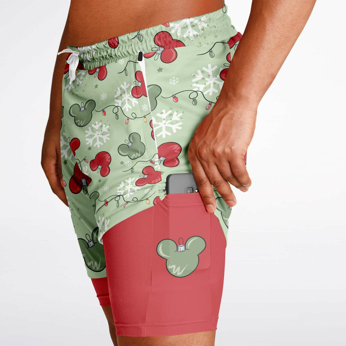 Christmas Lights Men's Double Layer Pocket Shorts