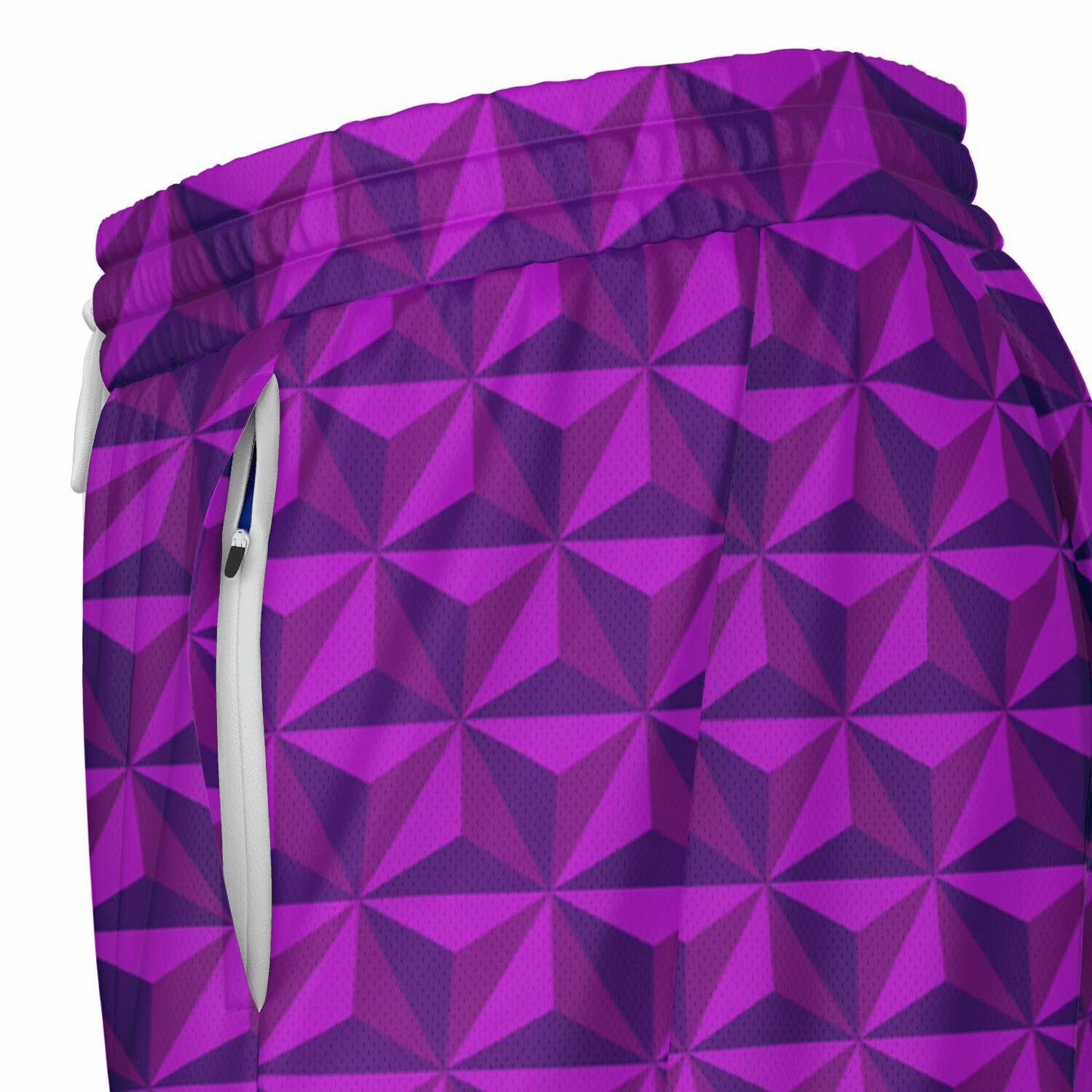 Pink & Blue Spaceship Men's Double Layer Pocket Shorts