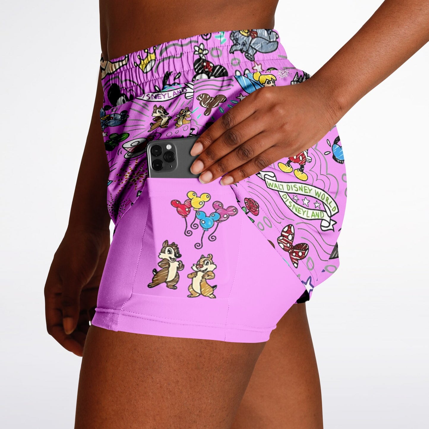 Hand Drawn Double Layer Pocket Shorts