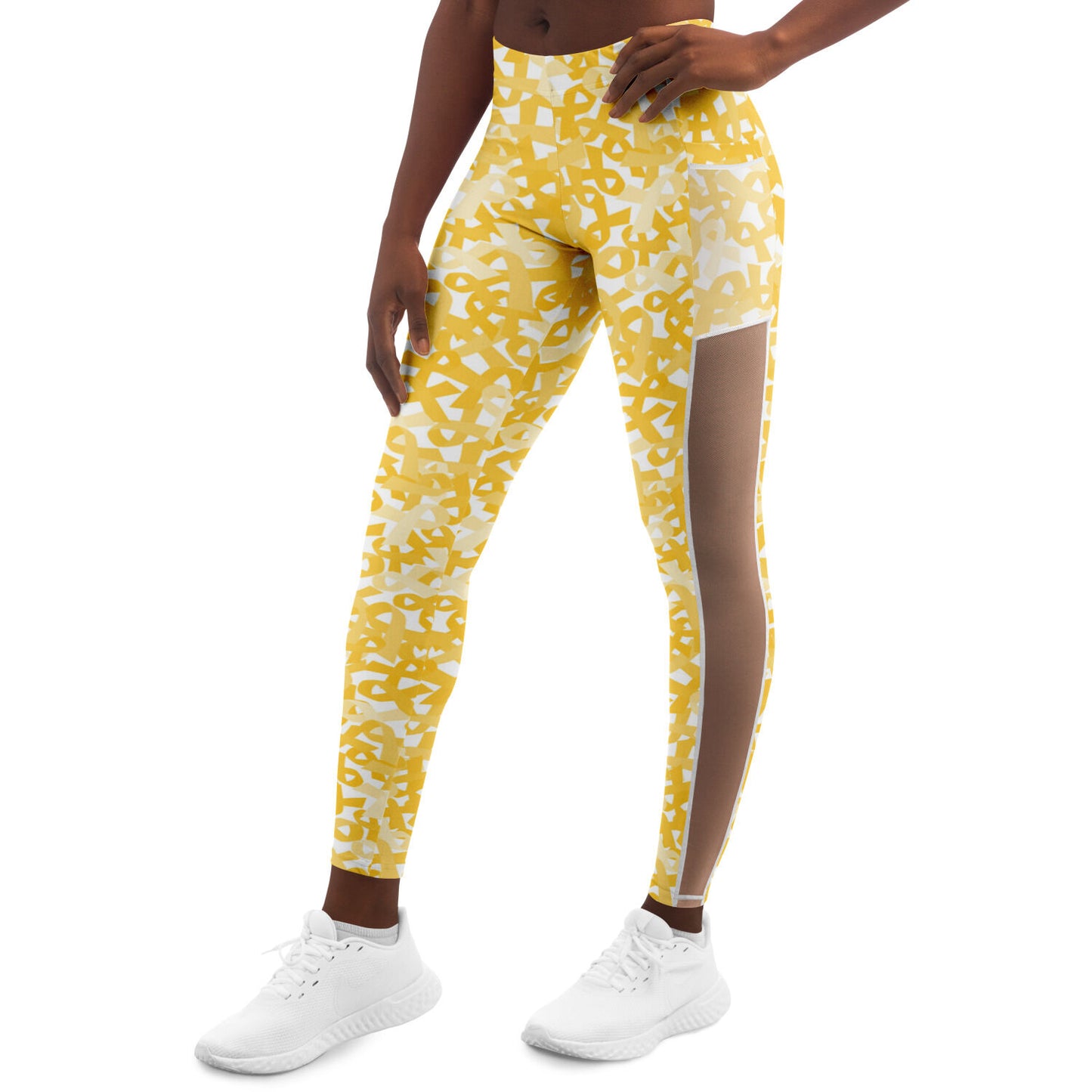 Gold Ribbon Mesh Pocket Legging