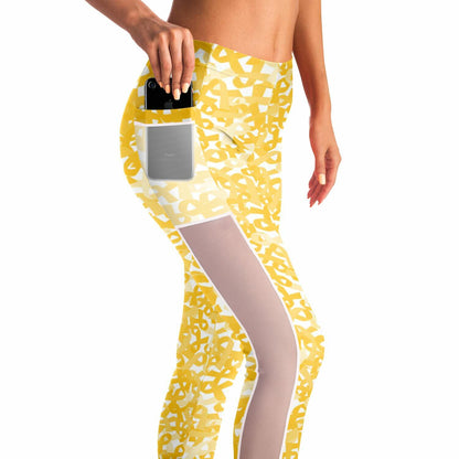 Gold Ribbon Mesh Pocket Legging