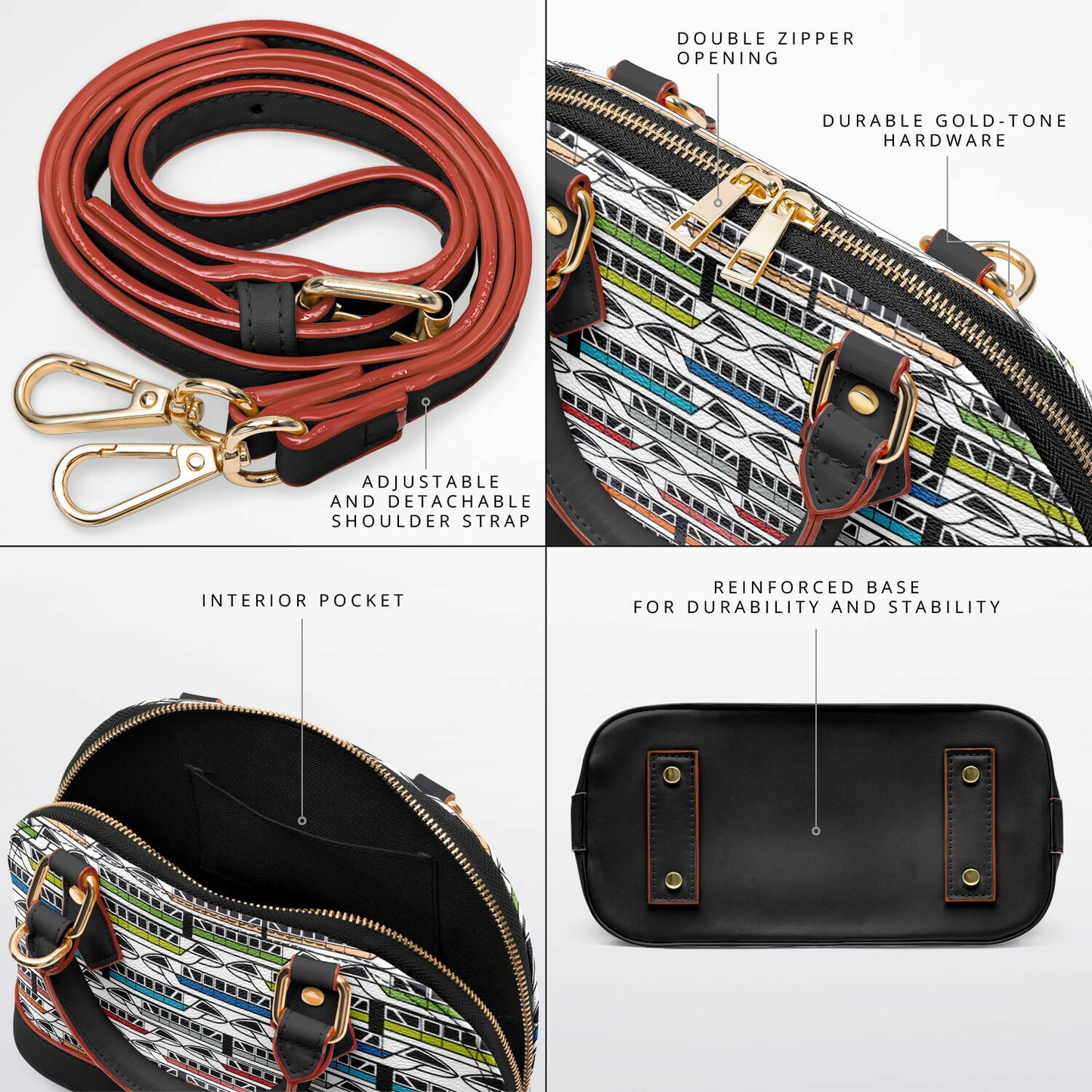 Monorail Collection Dome Satchel Handbag