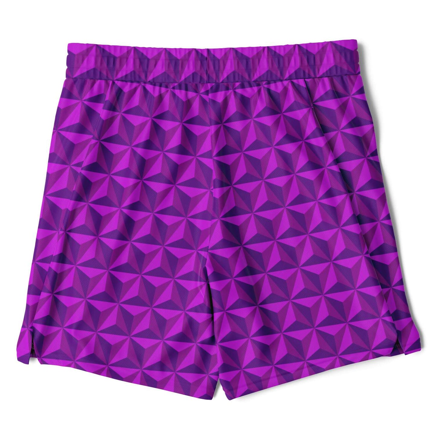 Pink & Grey Spaceship Men's Double Layer Pocket Shorts