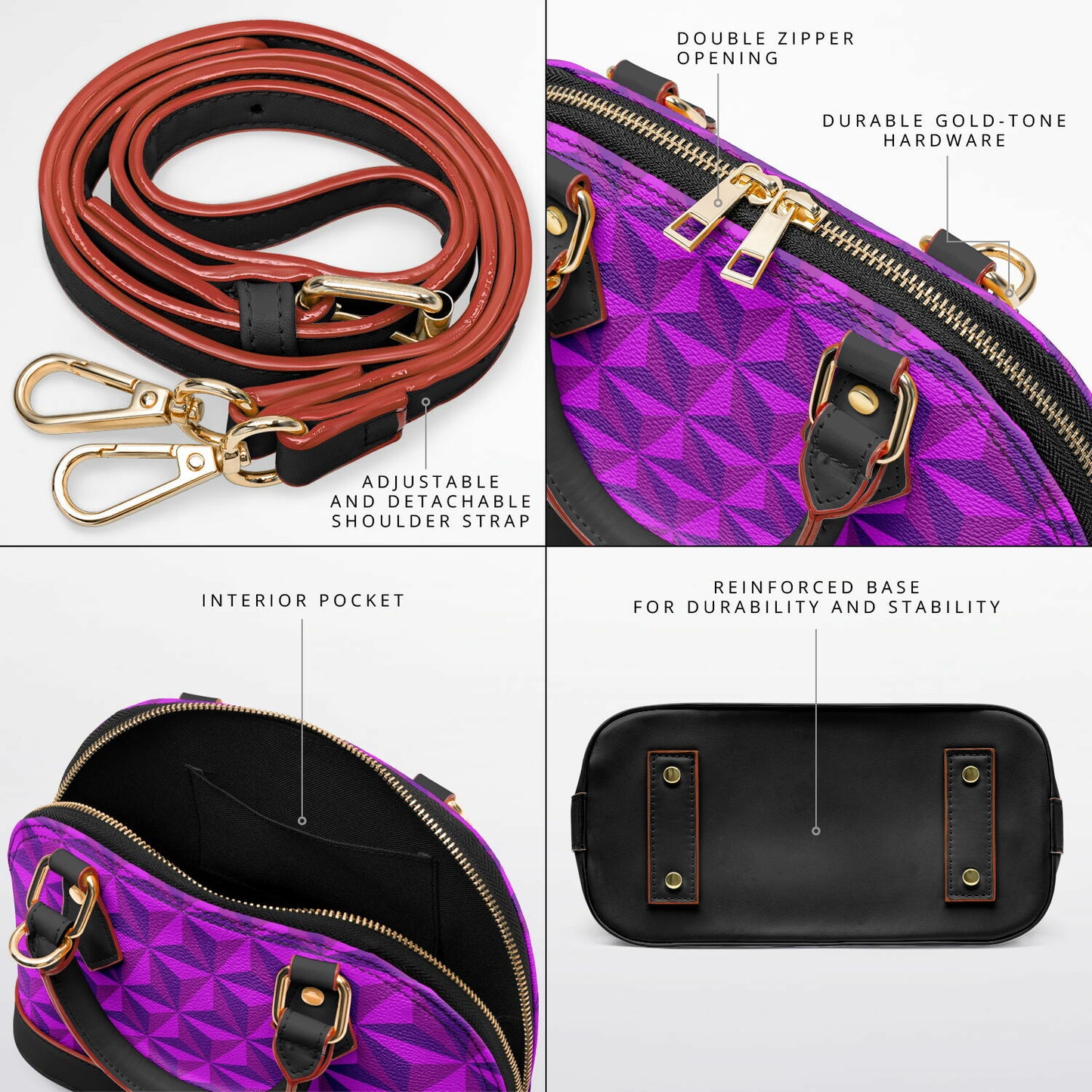 Purple Spaceship Dome Satchel Handbag