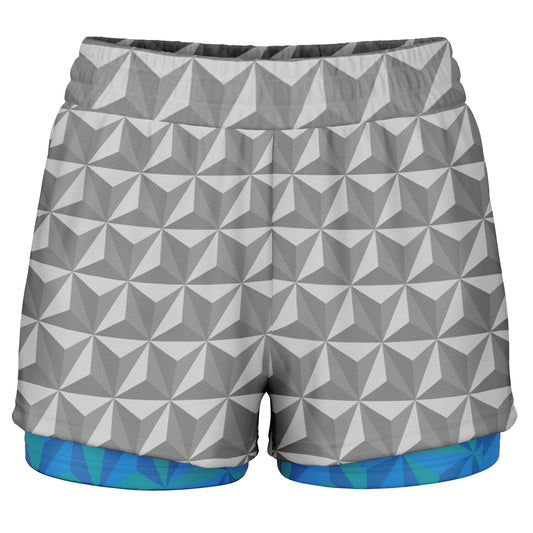 Spaceship Double Layer Shorts - Grey & Blue