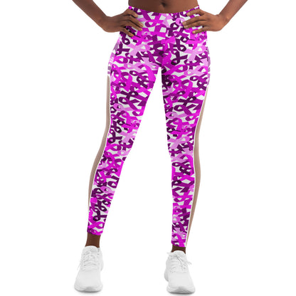 Pink Ribbon Mesh Pocket Legging