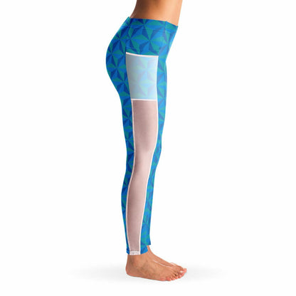 Blue Spaceship Earth Mesh Pocket Legging