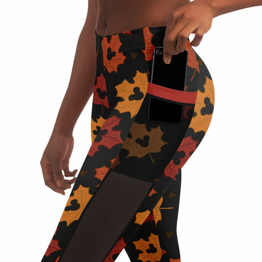 Leaf Collection Mesh Pocket Leggings