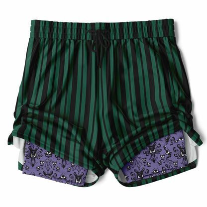 Haunted Green Wallpaper Men's Double Layer Shorts