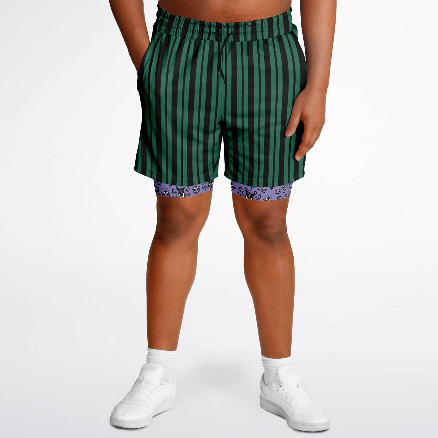 Haunted Green Wallpaper Men's Double Layer Shorts