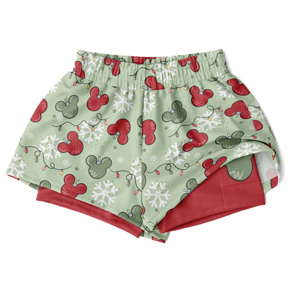 Christmas Lights Double Layer Pocket Shorts