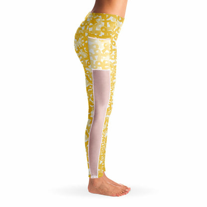 Gold Ribbon Mesh Pocket Legging