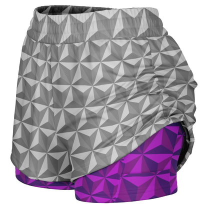 Spaceship Earth Double Layer Pocket Shorts - Grey & Pink