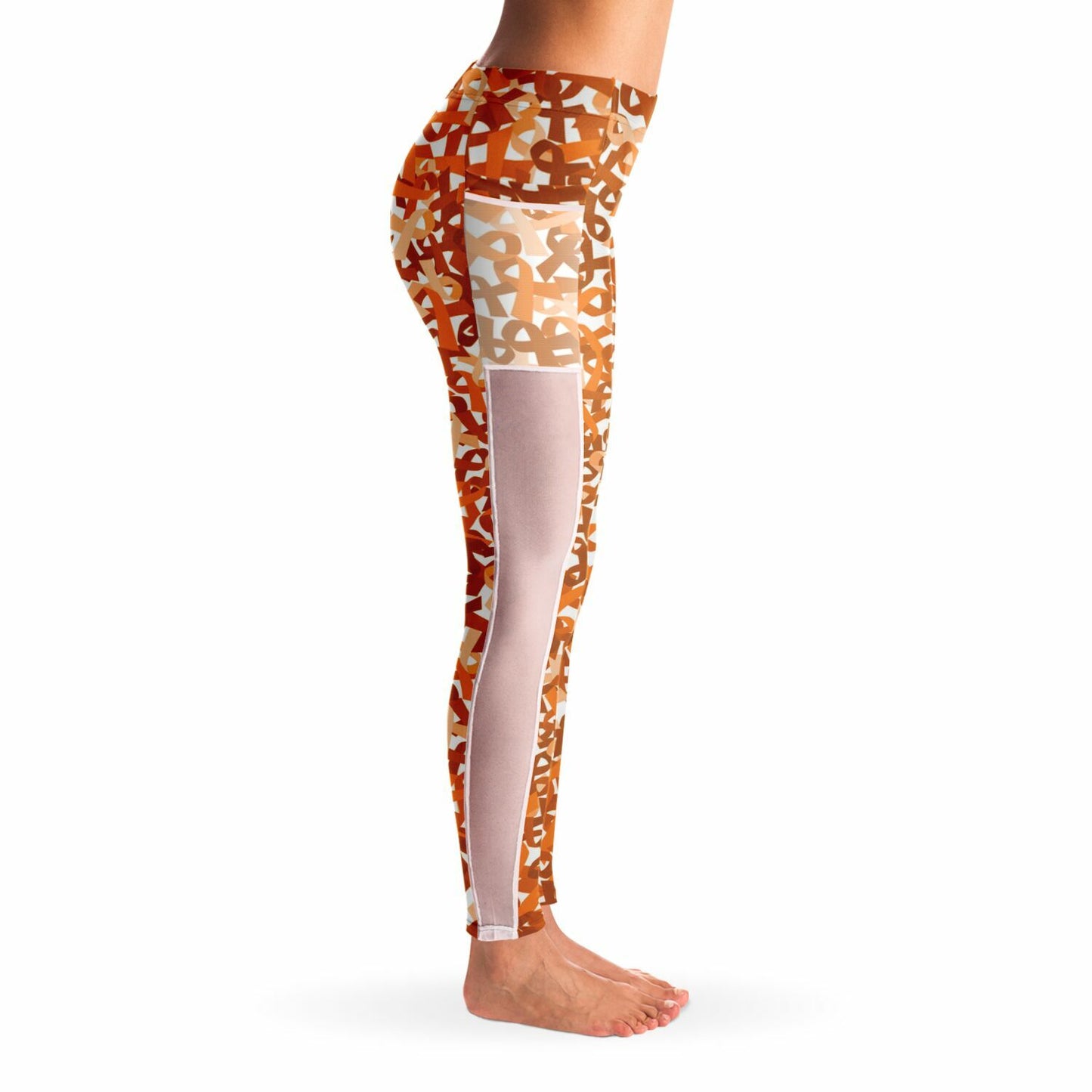 Orange Ribbon Mesh Pocket Legging