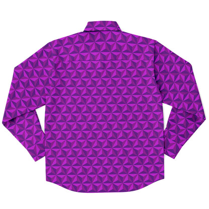 Spaceship Earth Long Sleeve Button Down Shirt - Pink