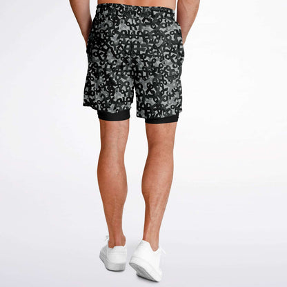 Black Ribbon Men's Double Layer Athletic Shorts