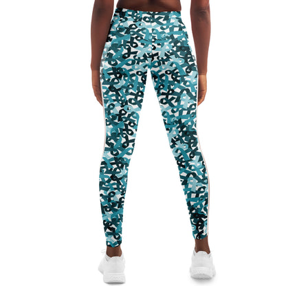 Teal Ribbon Mesh Pocket Legging