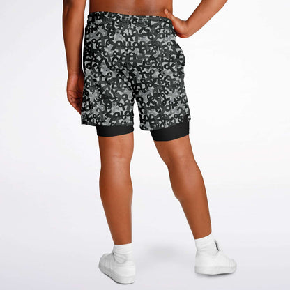 Black Ribbon Men's Double Layer Athletic Shorts