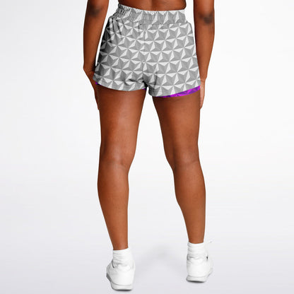 Spaceship Earth Double Layer Pocket Shorts - Grey & Pink