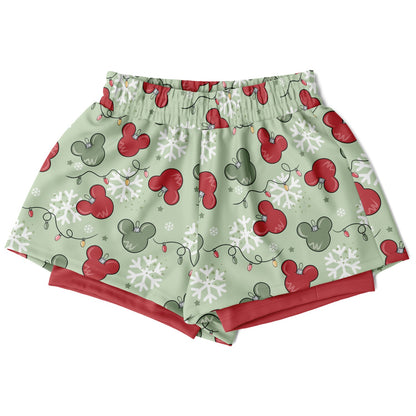 Christmas Lights Double Layer Pocket Shorts