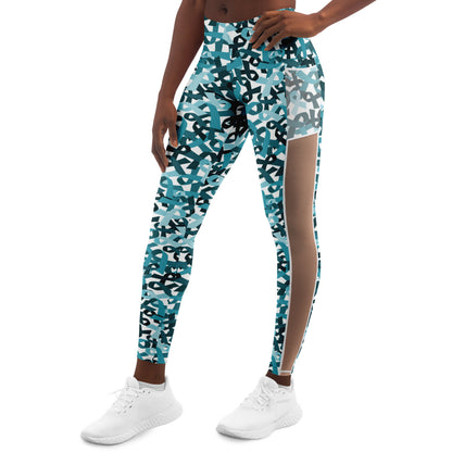 Teal Ribbon Mesh Pocket Legging