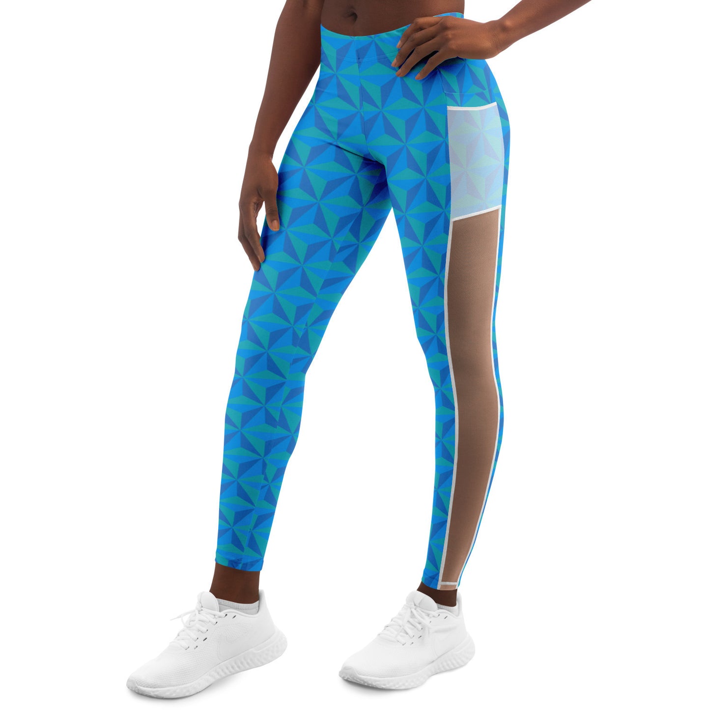 Blue Spaceship Earth Mesh Pocket Legging