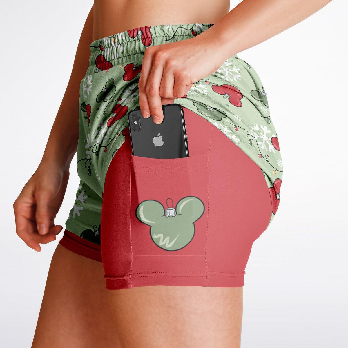 Christmas Lights Double Layer Pocket Shorts