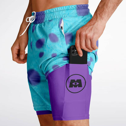 Furry Monster Men's Double Layer Shorts