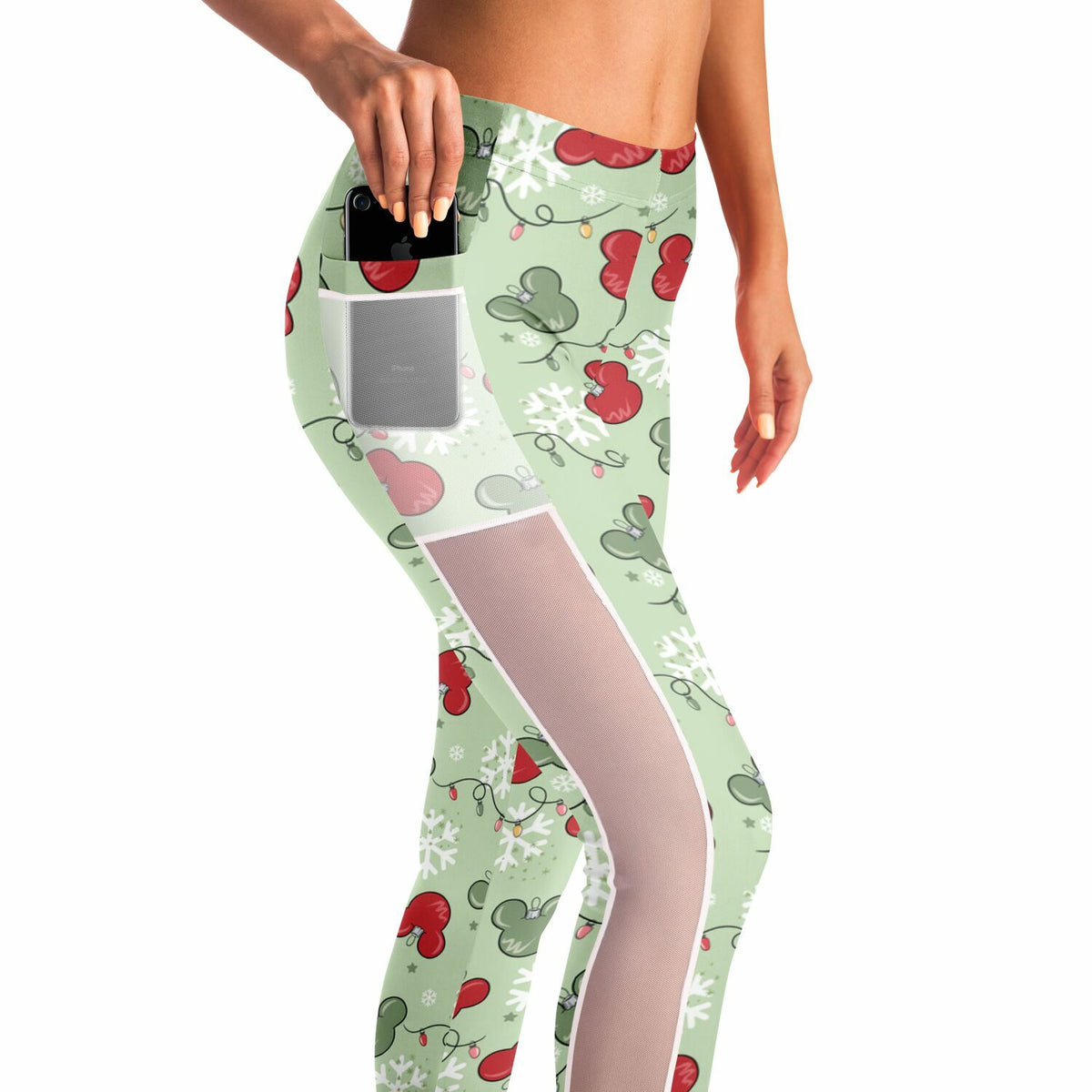 Christmas Lights Mesh Pocket Leggings