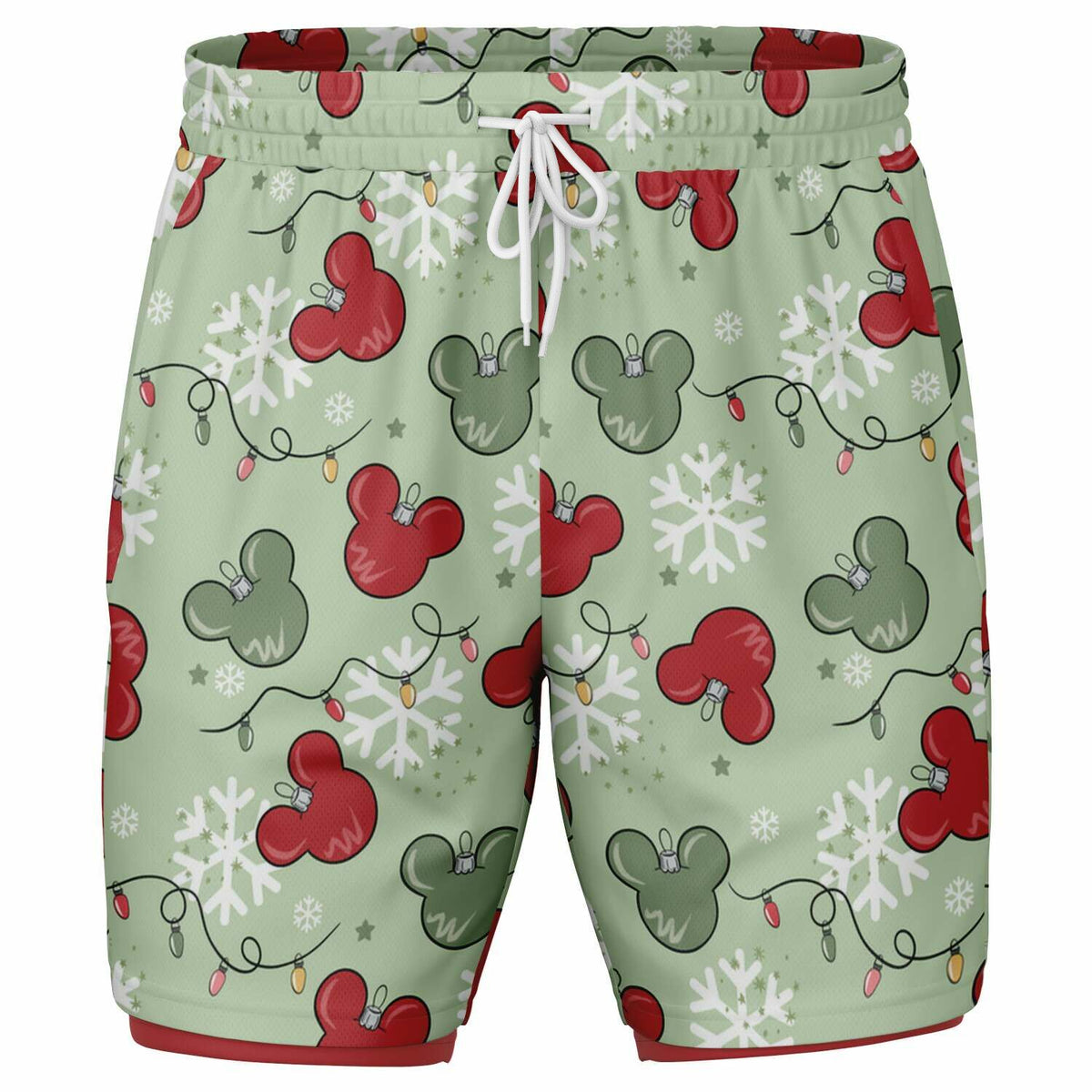 Christmas Lights Men's Double Layer Pocket Shorts