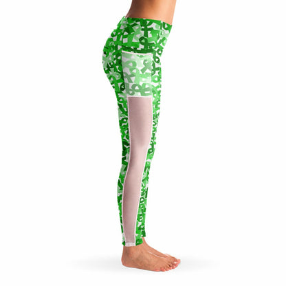 Lime Green Ribbon Mesh Pocket Legging