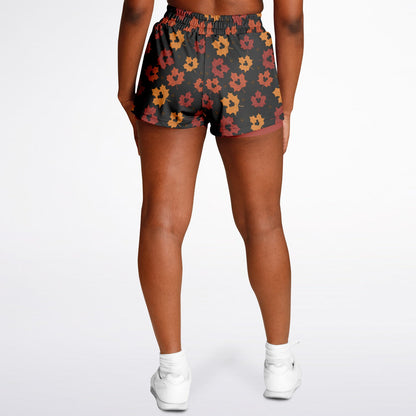 Leaf Collection Double Layer Pocket Shorts - Dark