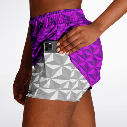 Spaceship Double Layer Shorts - Pink & Grey