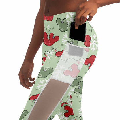 Christmas Lights Mesh Pocket Leggings
