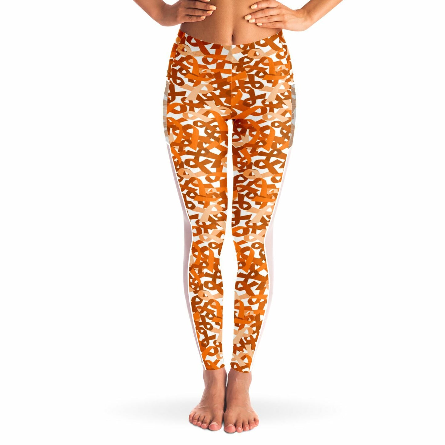 Orange Ribbon Mesh Pocket Legging