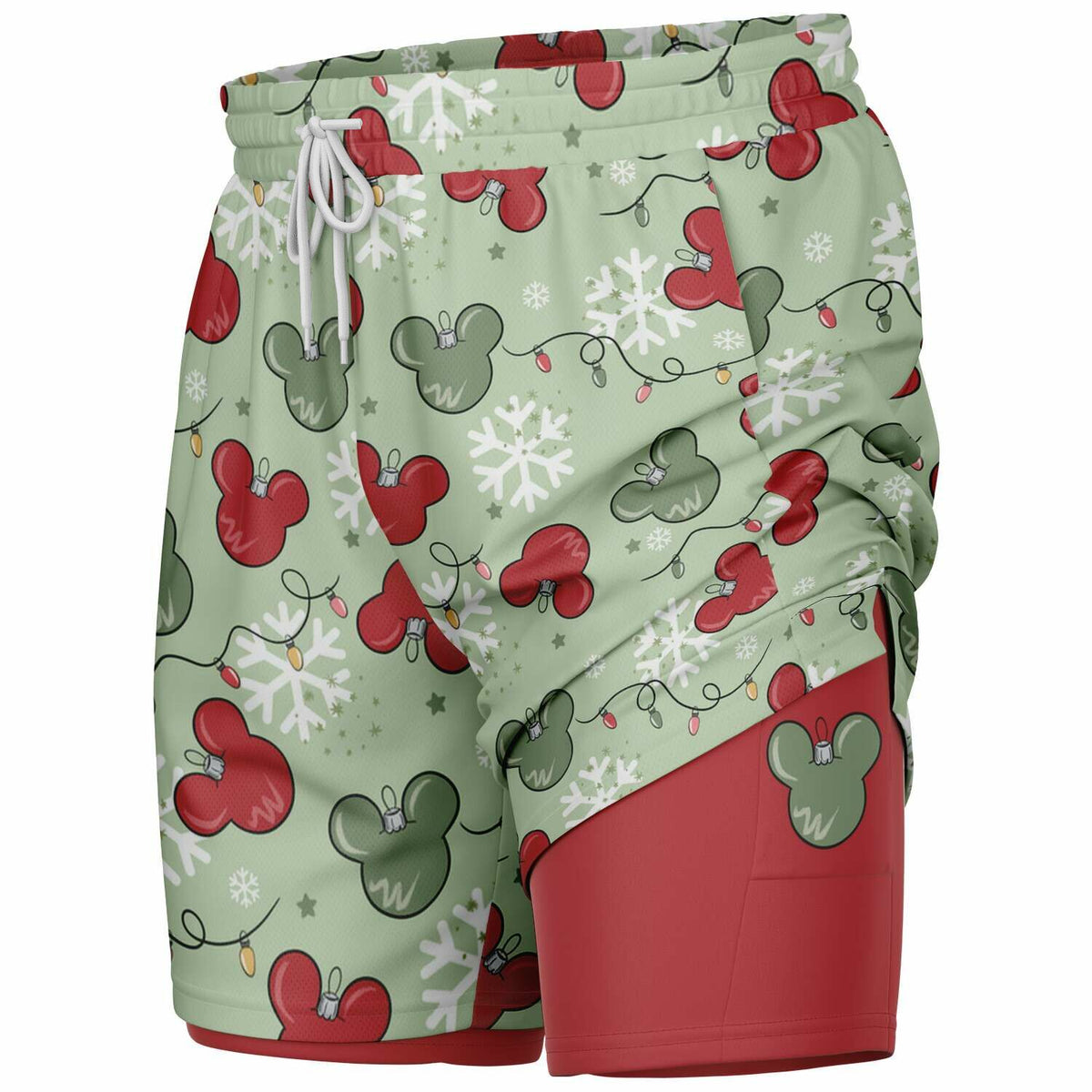 Christmas Lights Men's Double Layer Pocket Shorts